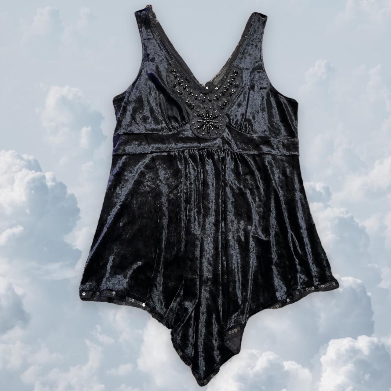 Y2K velvet vintage express asymmetrical tank with... - Depop