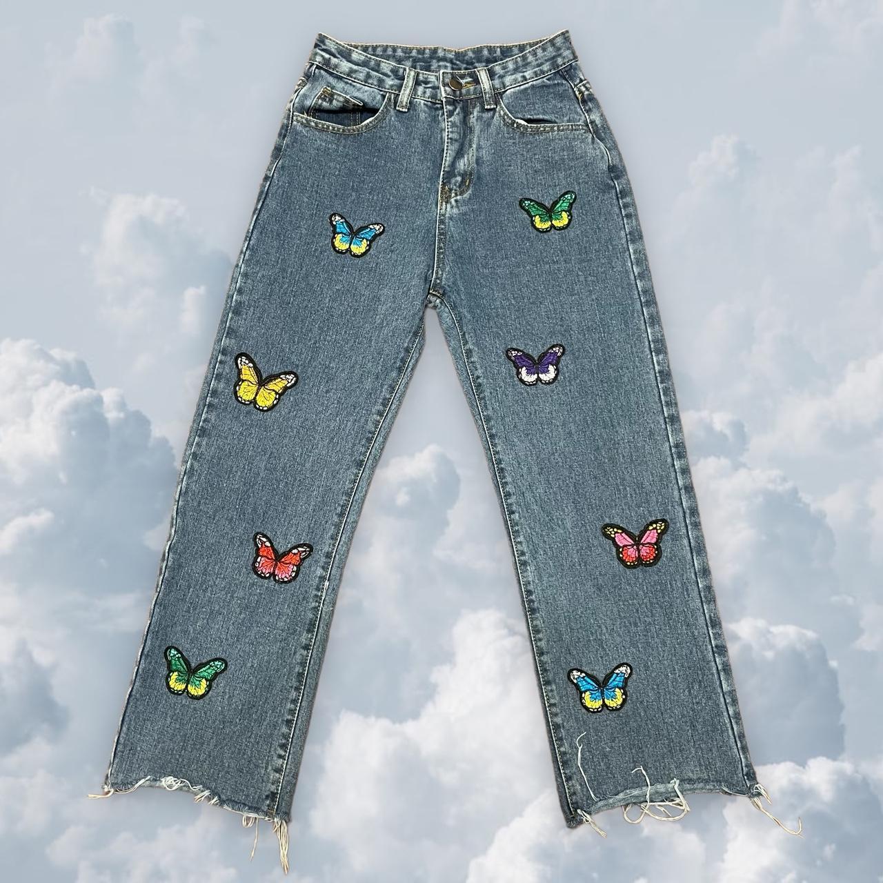 ★The cutest butterfly embroidered mom jeans!! Super... Depop
