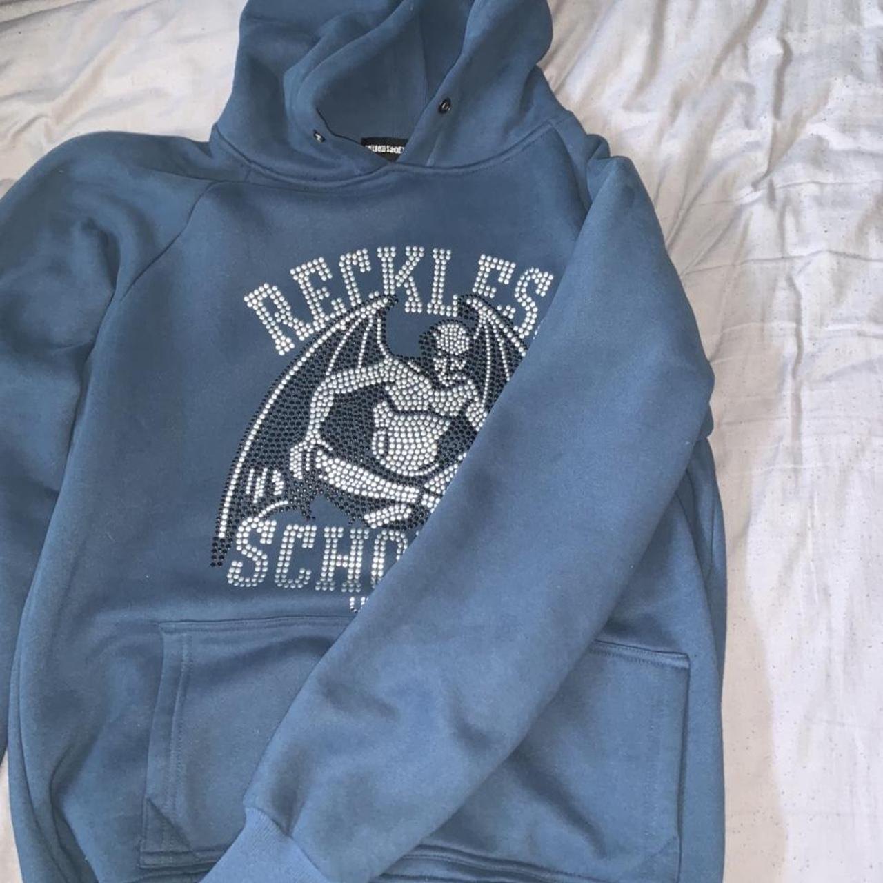 Reckless scholars blue hoodie medium message before... - Depop