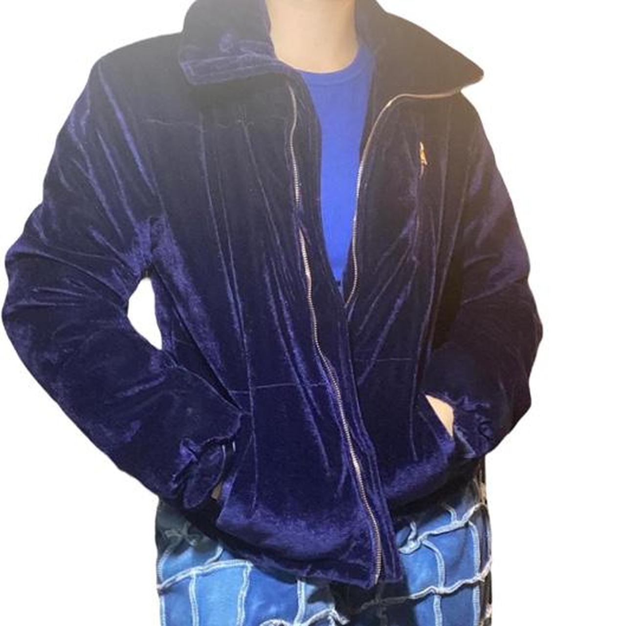 purple velvet puffer jacket