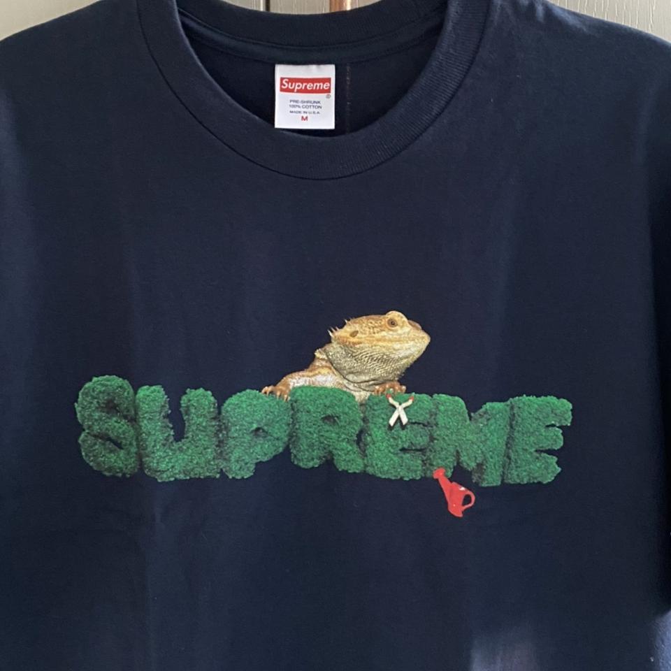 Supreme lizard tee Navy Medium Brand new Authentic - Depop