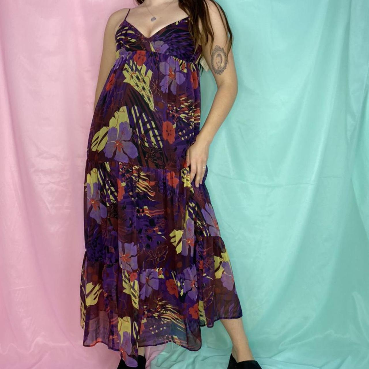 y2k-maxi-dress-black-yellow-purple-burgundy-depop