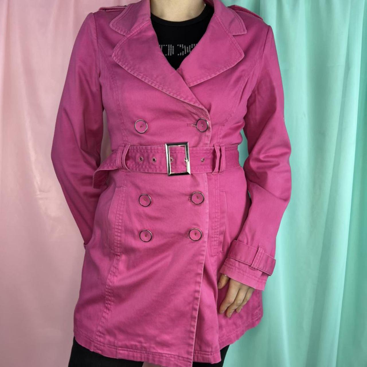 Y2K Jane Norman trench coat Hot pink colour brown... - Depop