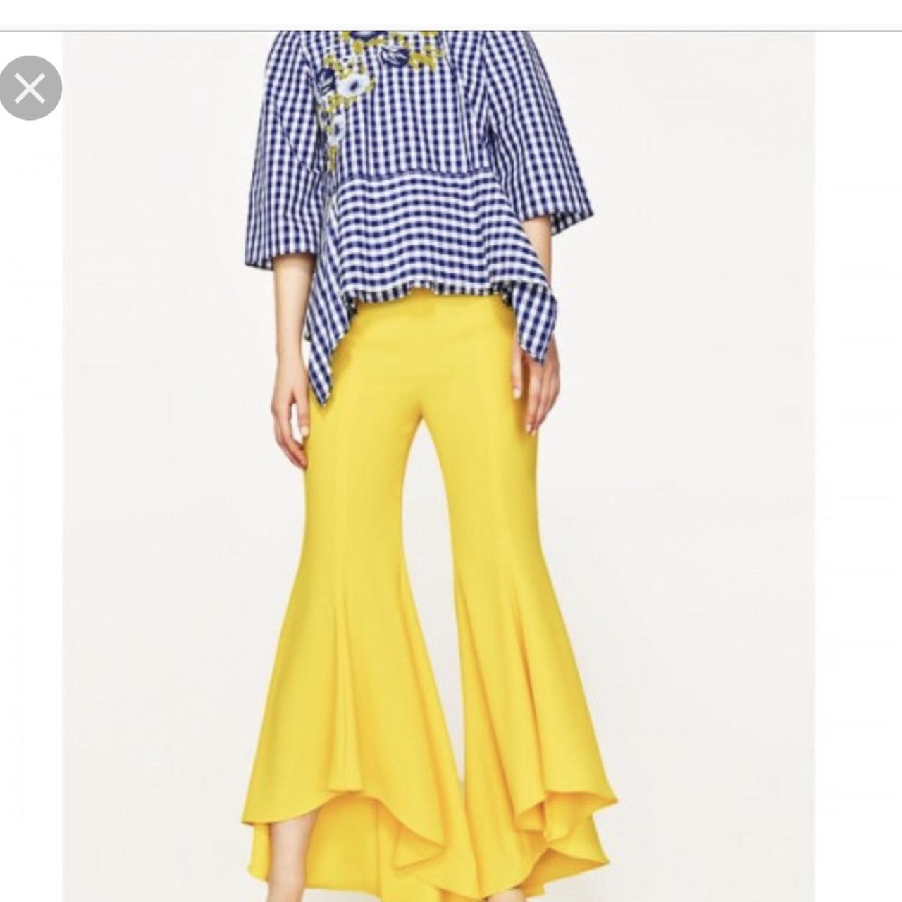 zara yellow trousers