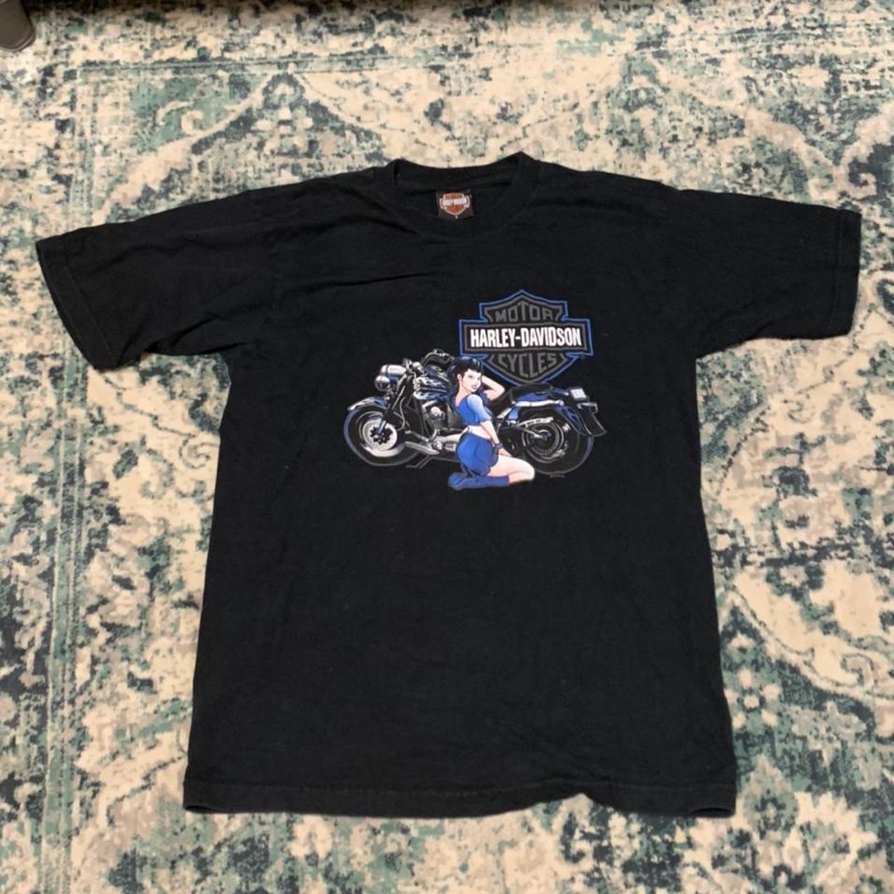Vintage Y2K Harley Davidson pin up shirt Florida... - Depop