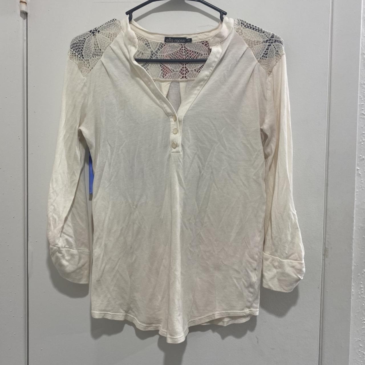 Ella Moss Women's White and Cream Blouse | Depop