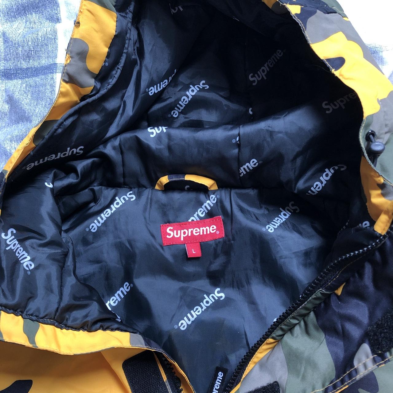 Supreme hooded logo half zip pullover yellow camo on sale