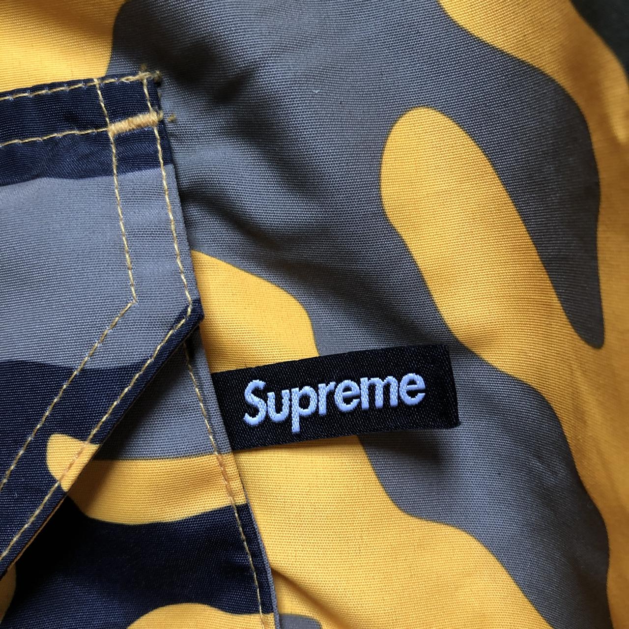 Supreme hooded logo half zip pullover yellow camo,...