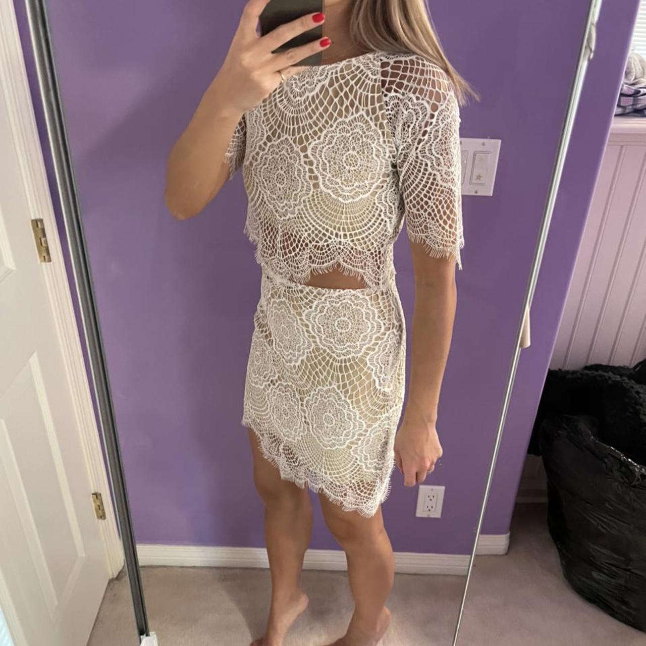 For love and lemons lace co-ord top and skirt Size S - Depop