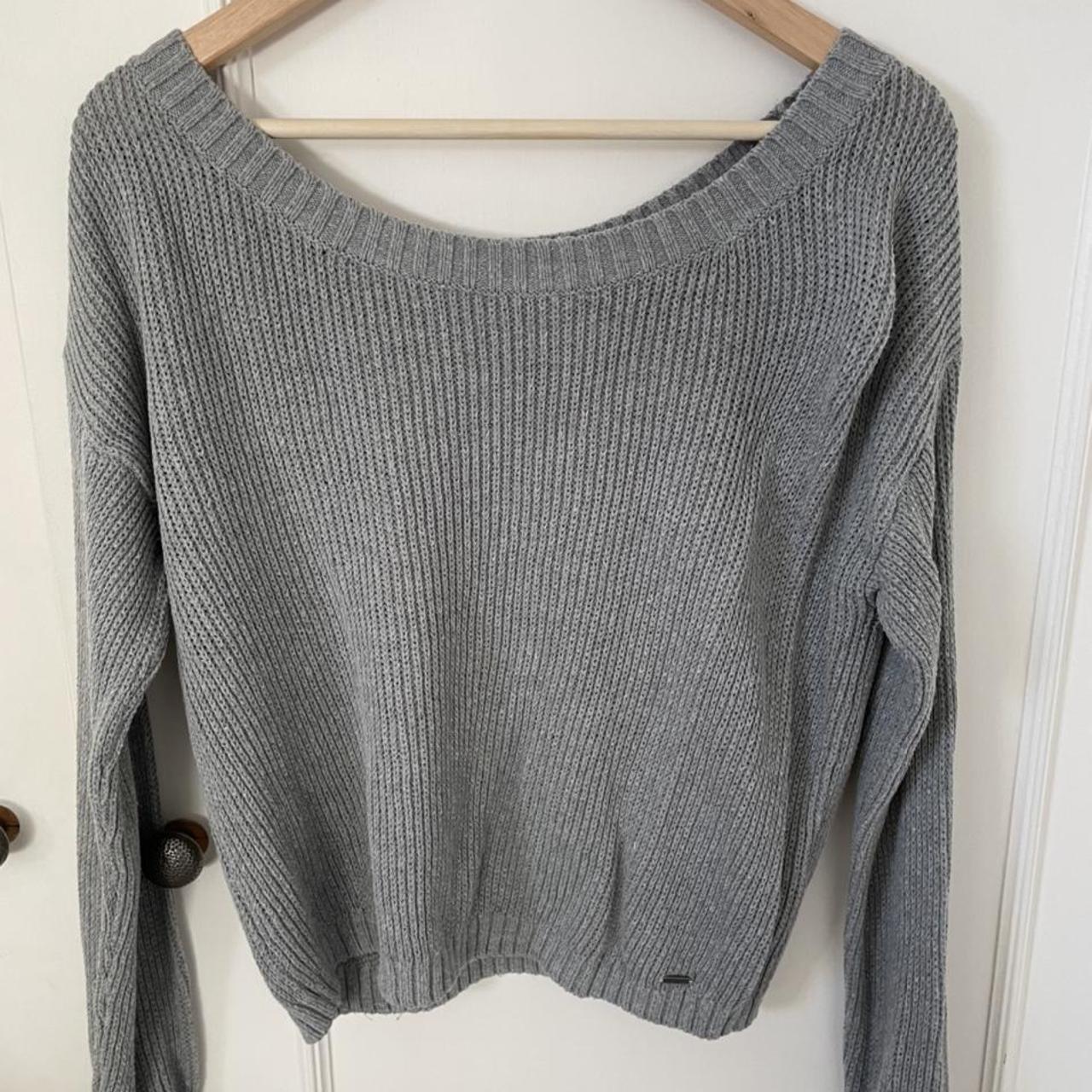 Hollister oversized off shoulder grey jumper. Size... - Depop