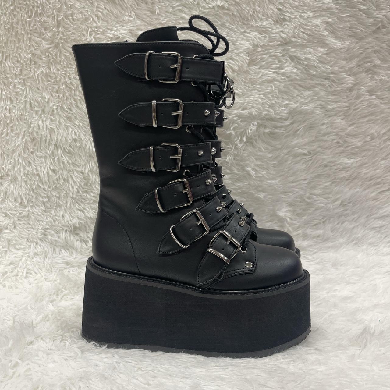 Demonia Damned-225 Black Vegan Leather with a 3 1/2