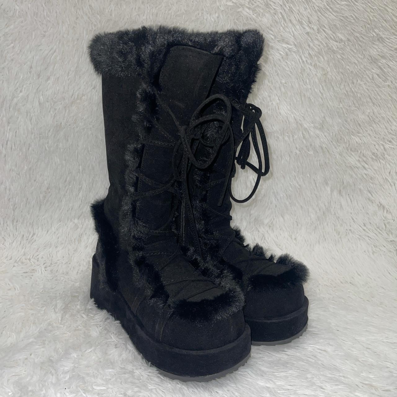 Demonia Cubby-311 Black Vegan Suede 2 34 (70mm)... - Depop