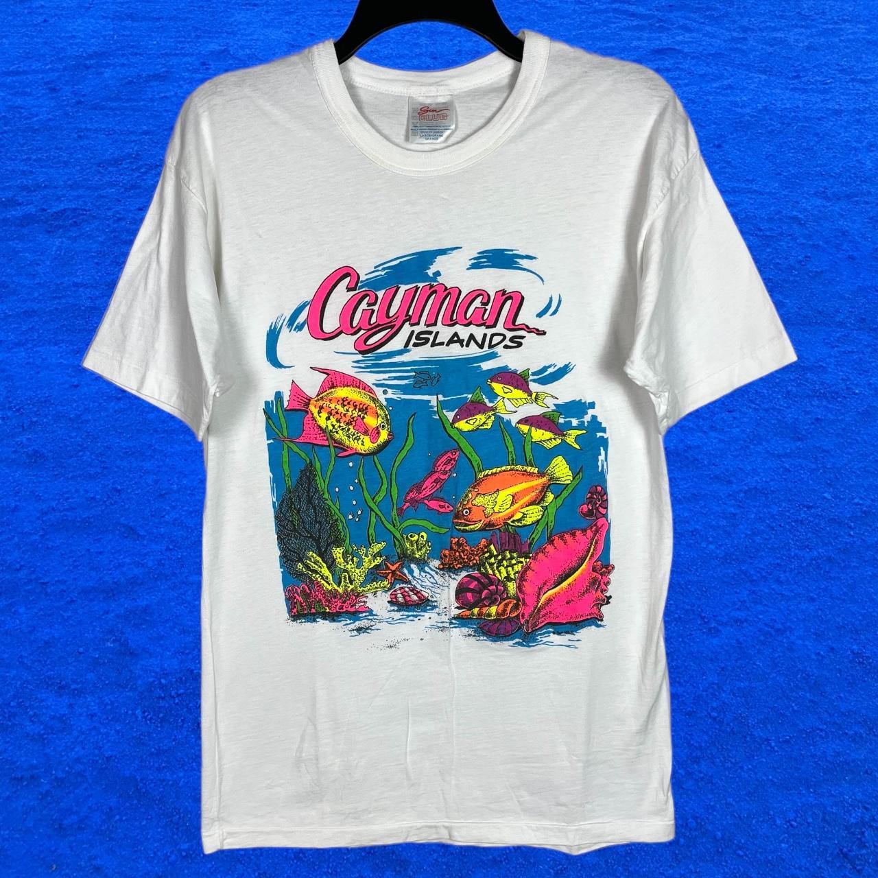 Vintage Cayman Islands Fish Coral Reef Ocean Single... - Depop