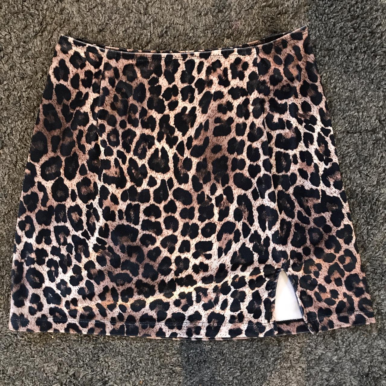 Motel rocks leopard print velvet skirt with slit Xx - Depop