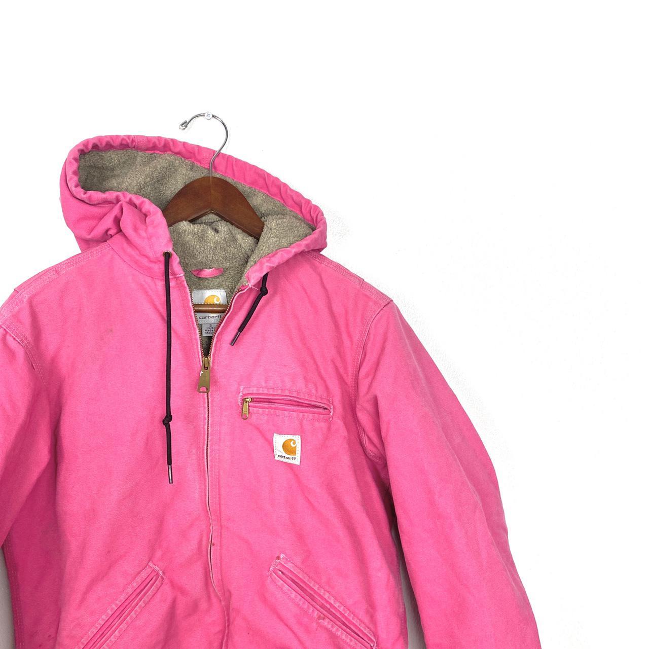 Vintage Carhartt Pink Hoodie Work Wear Coat WIP... - Depop