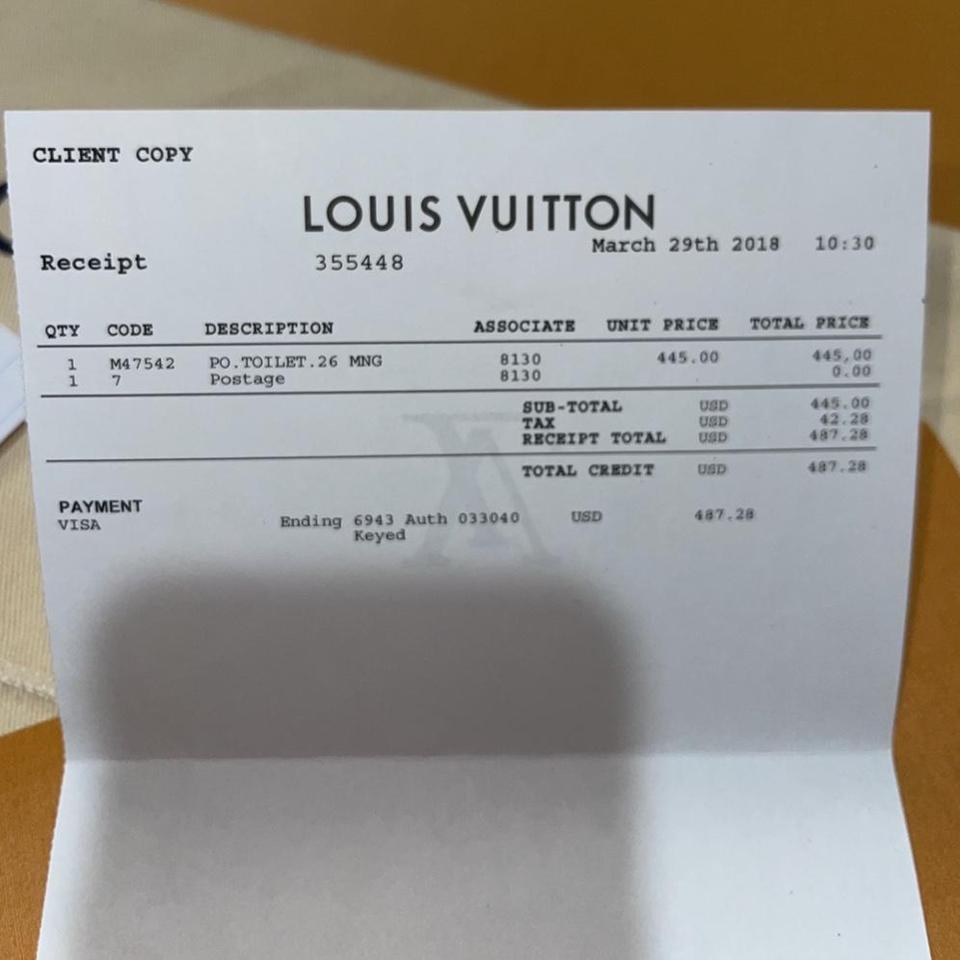 Receipt for Louis Vuitton Toiletry Pouch 26 - Depop