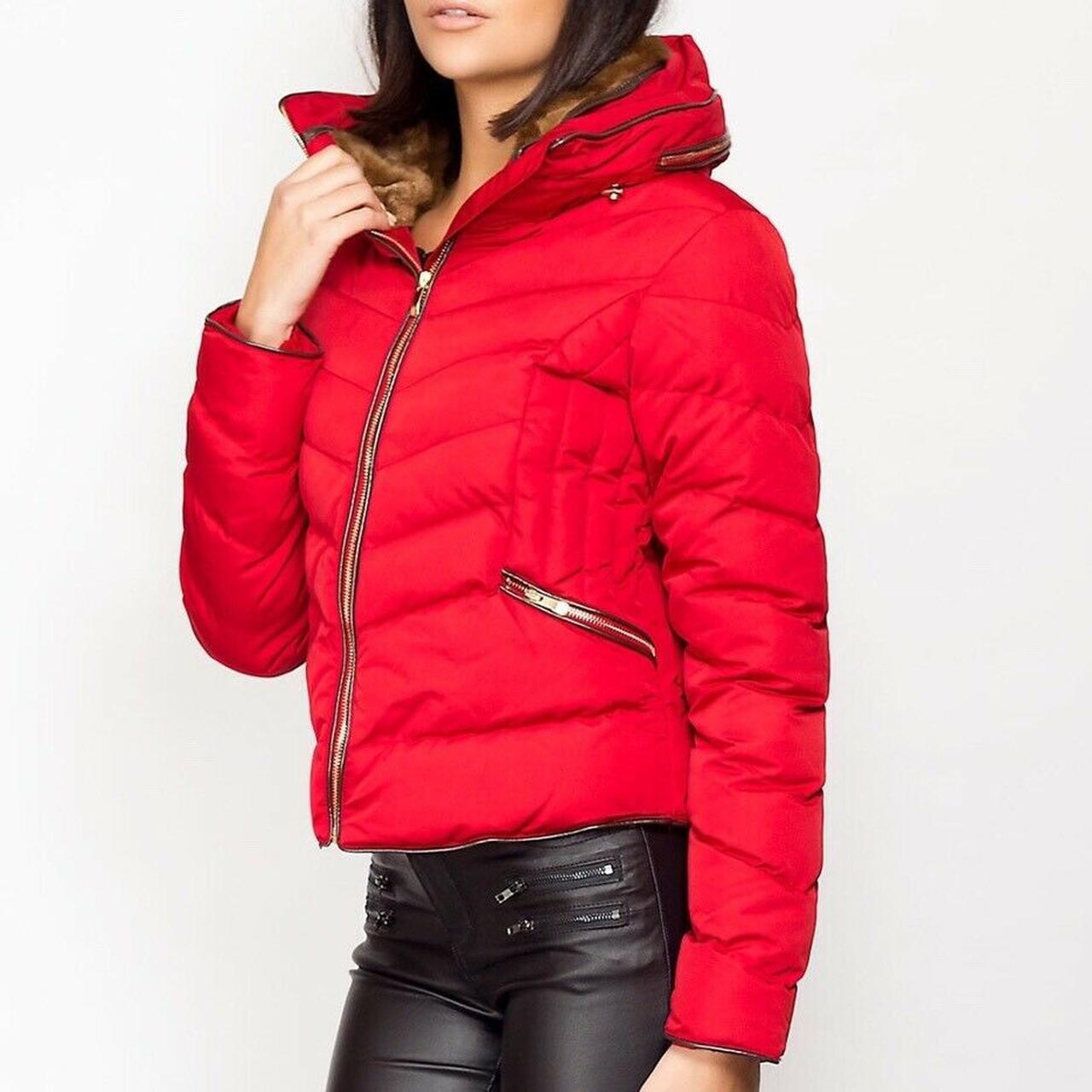 zara red padded jacket