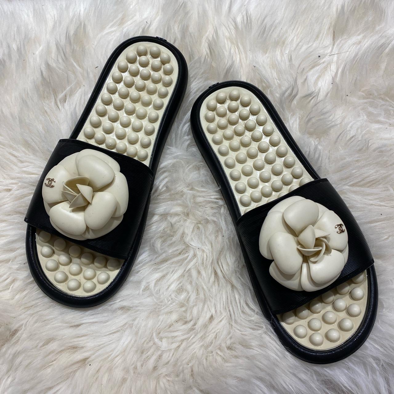 Genuine CHANEL slides with camellias. Perfect Depop