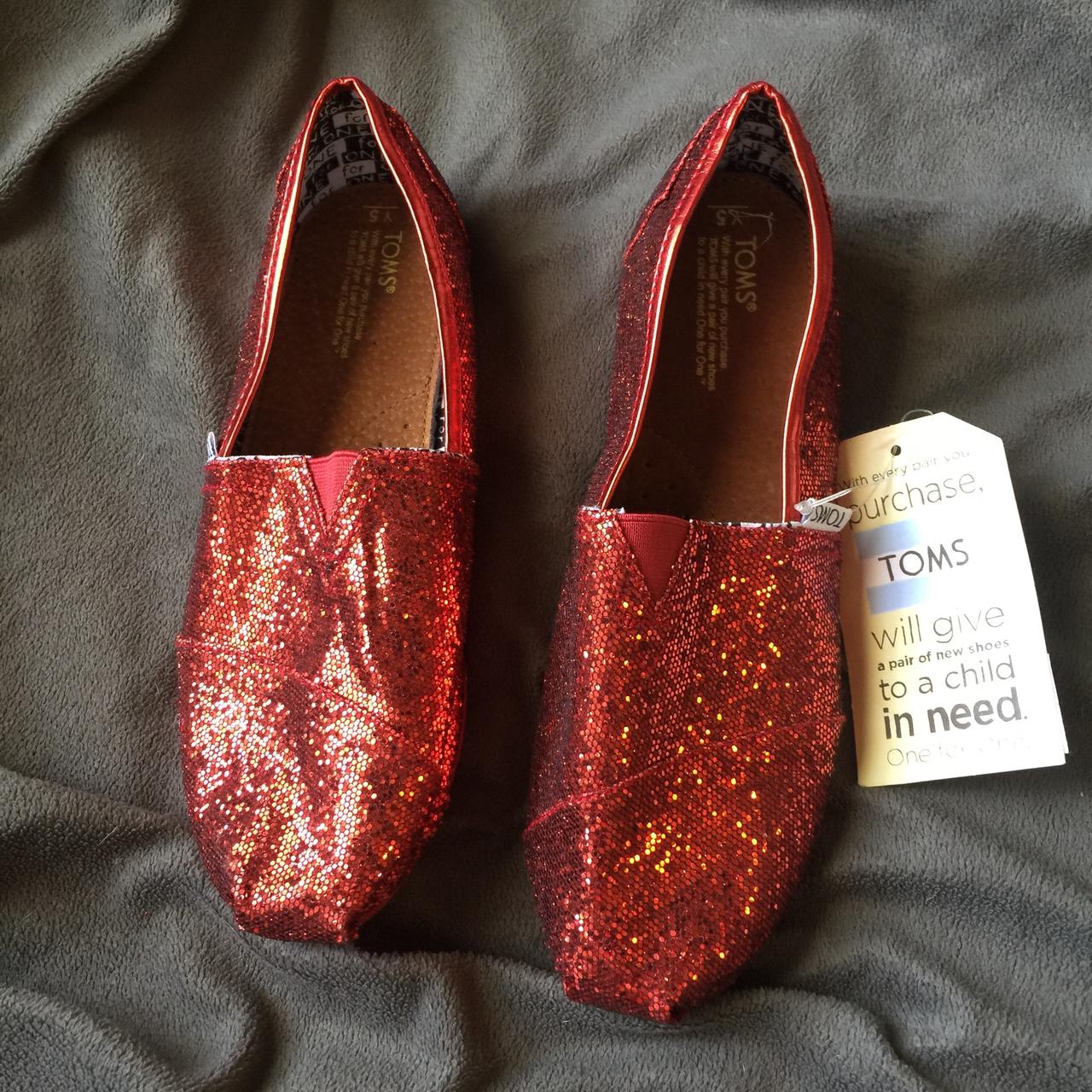 Toms red sparkle clearance shoes