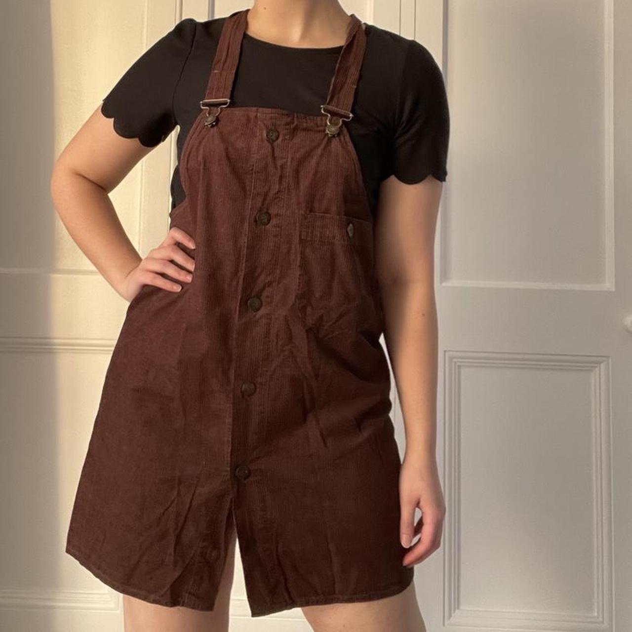 brown dungarees dress