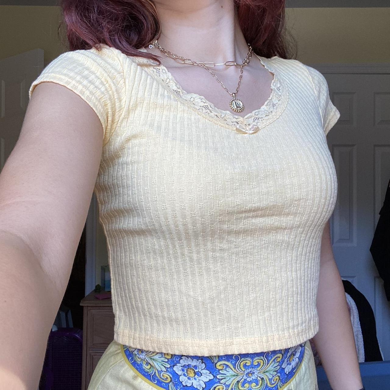Women's Yellow Croptop Depop