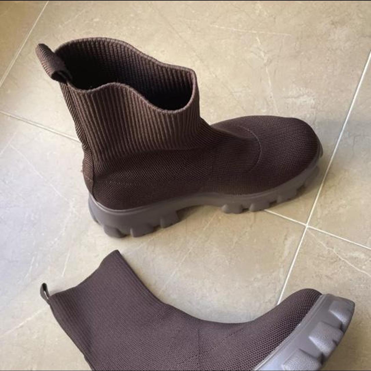 Chunky Brown sock boots Size 3 size 4 size 5 size... Depop