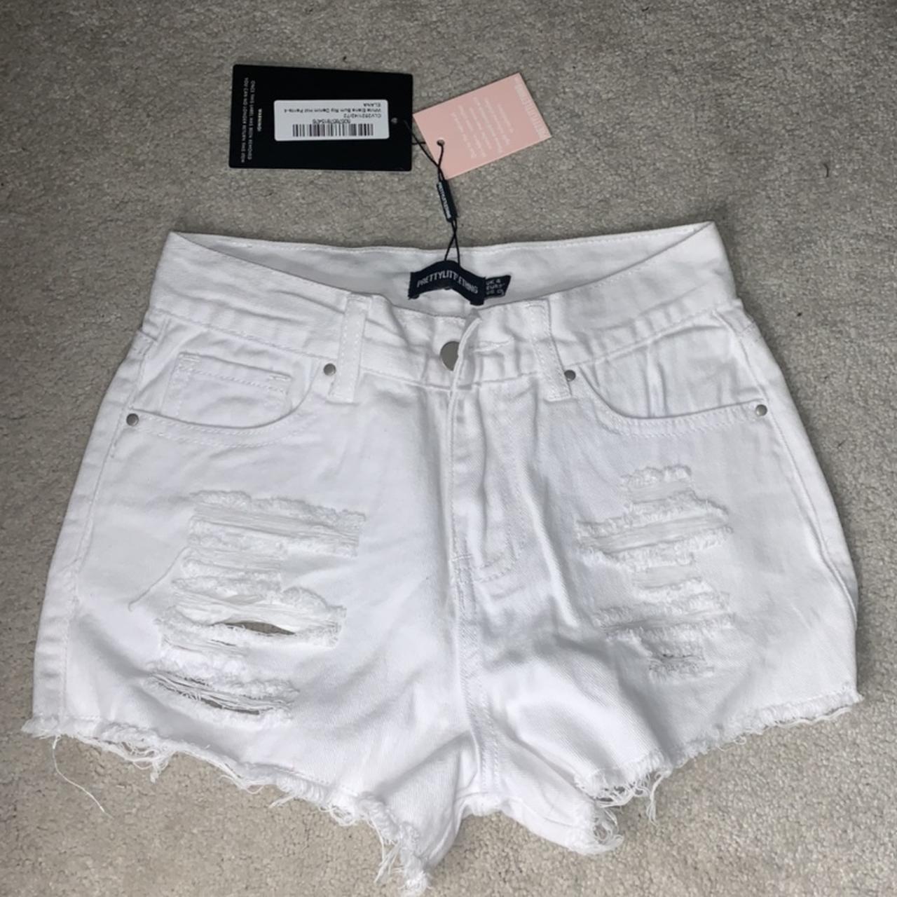 PLT white elana bum rip shorts Brand: pretty little... - Depop