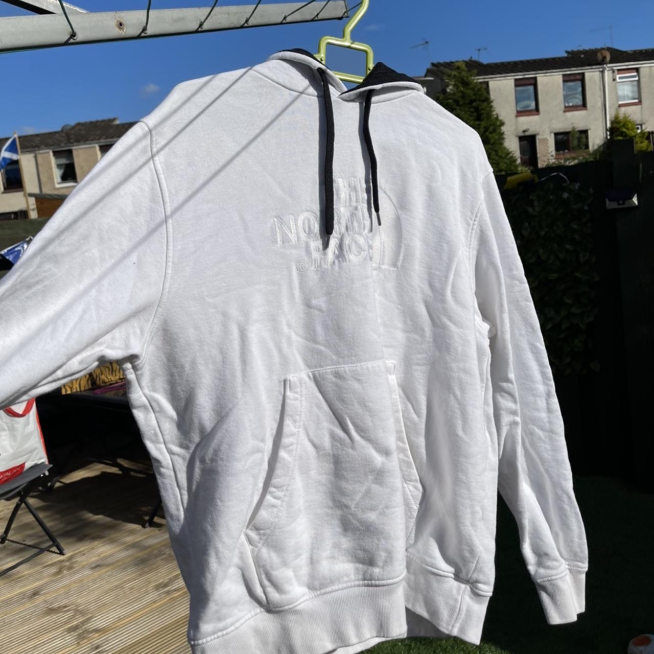 The North Face Large White hoodie with white logo Depop