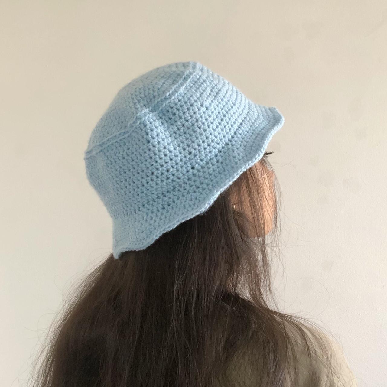 blue crochet bucket hat