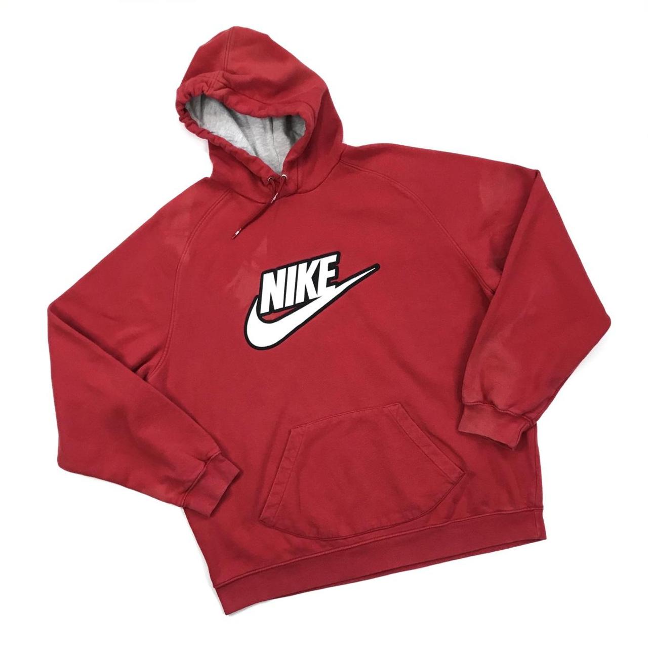 Nike Men's White and Red Hoodie