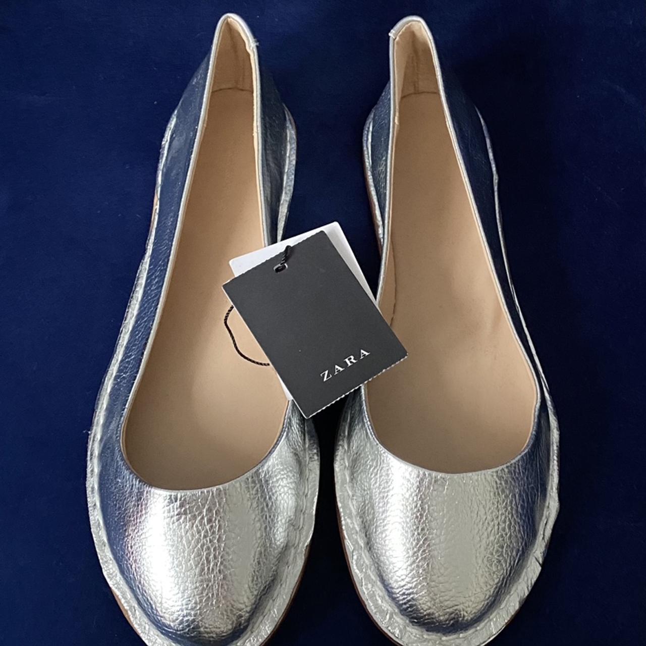 Brand New Zara Flats in Silver UK 3 Brand new... - Depop