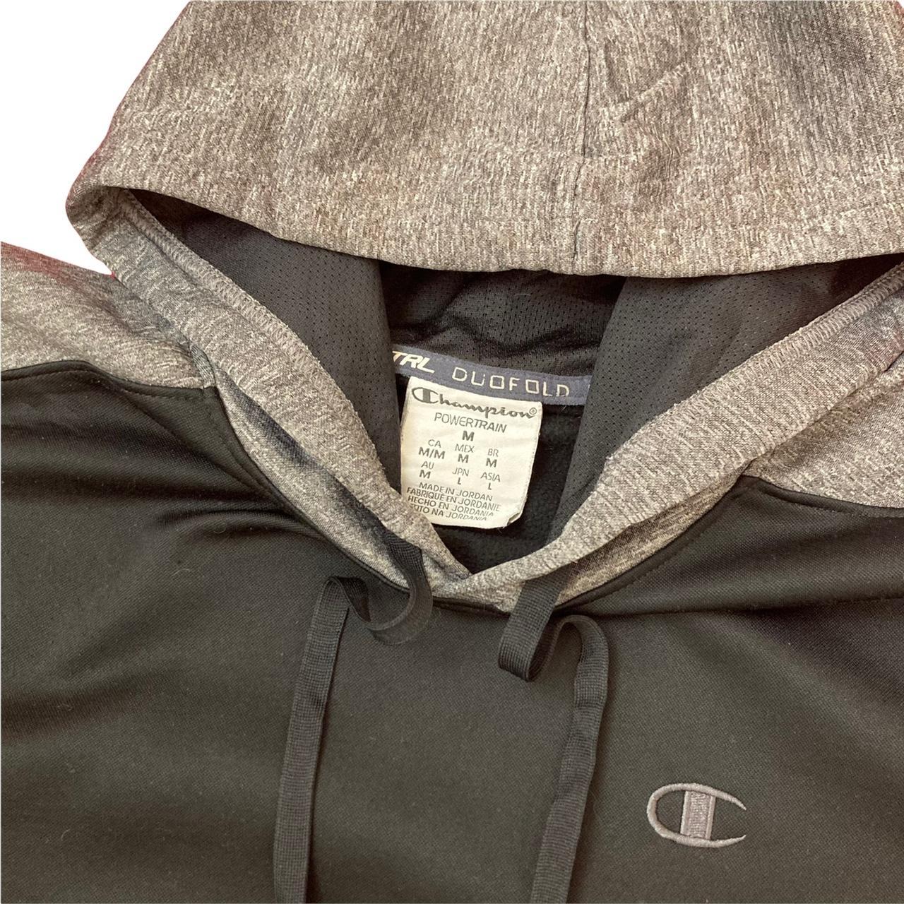 Champion Men's Black and Grey Hoodie Depop