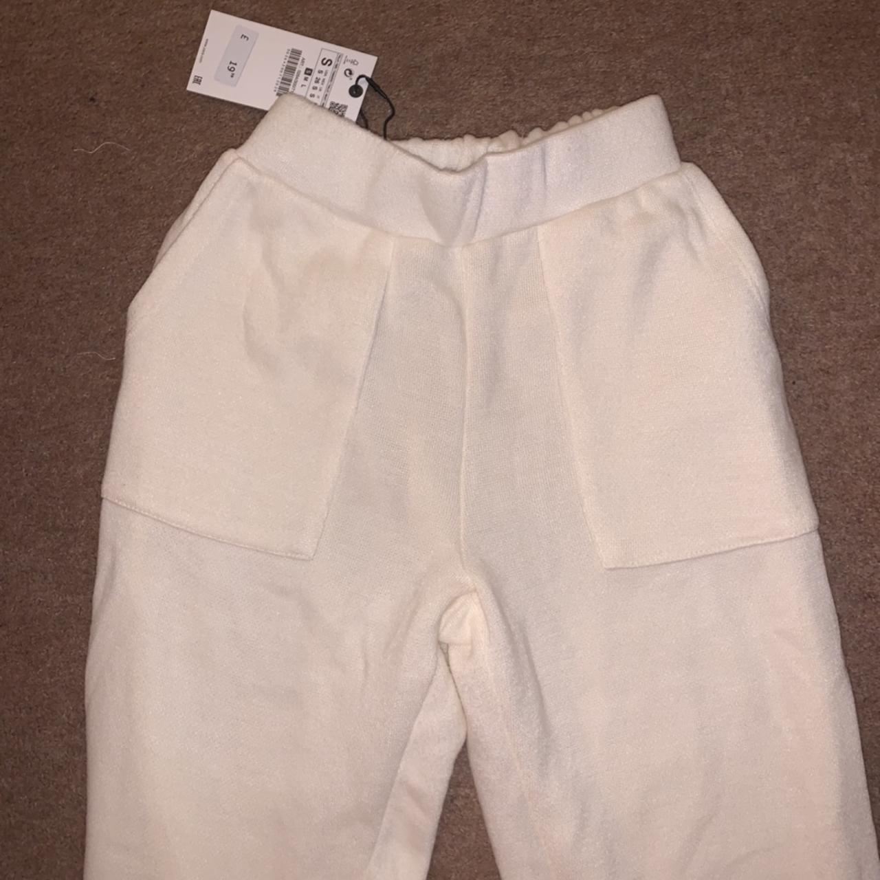 Zara white 2024 knit joggers