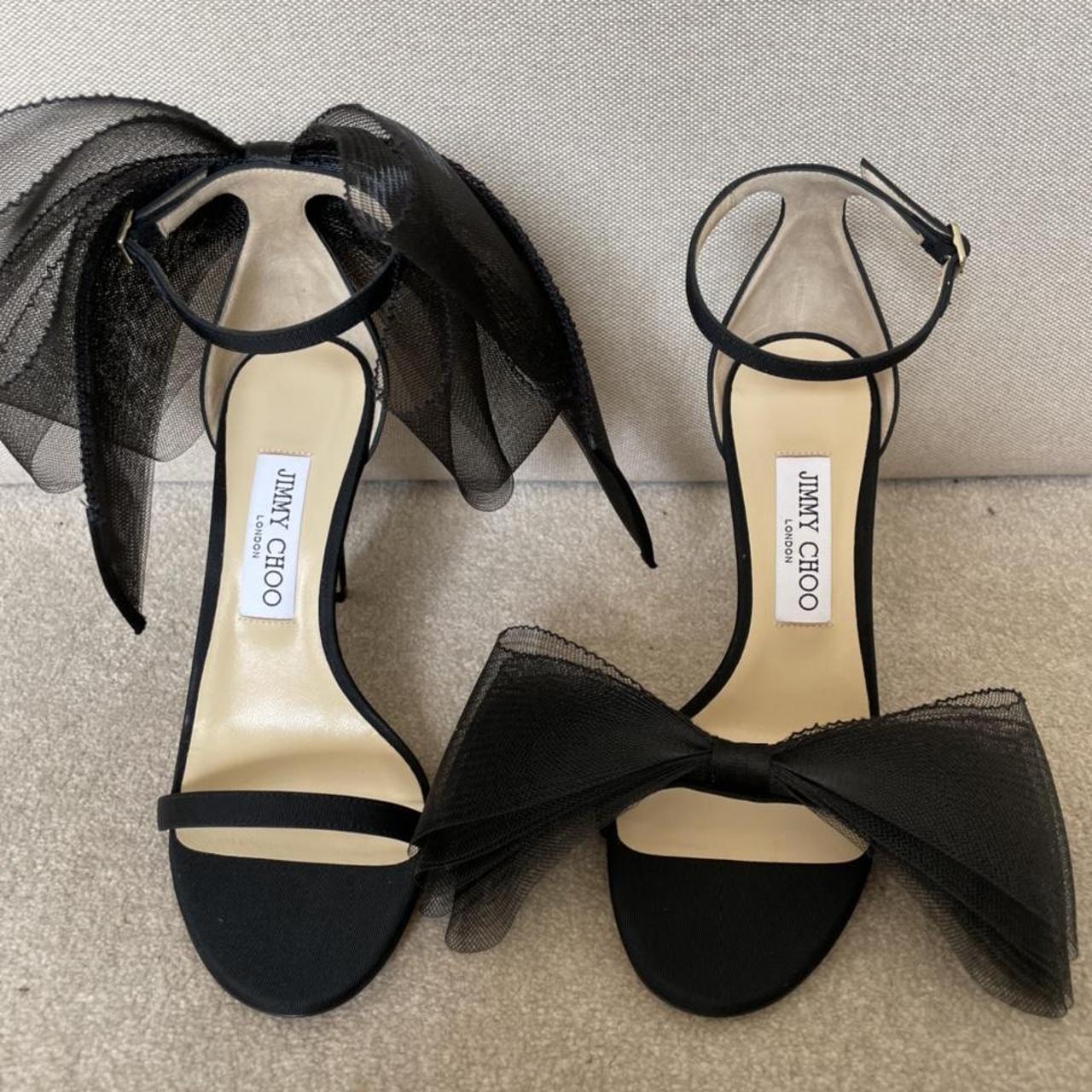 Jimmy Choo Aveline black bow shoes size 38.5 (uk... - Depop