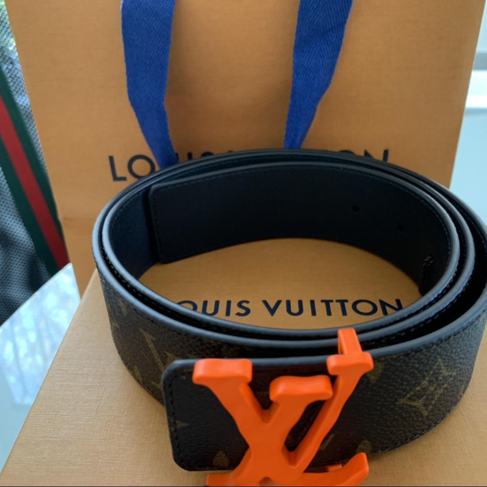 Double Sided Velvet Red and Brown LV Belt. Never - Depop