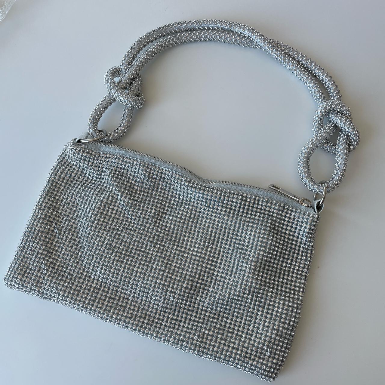 Shein silver diamanté bag perfect condition,... Depop