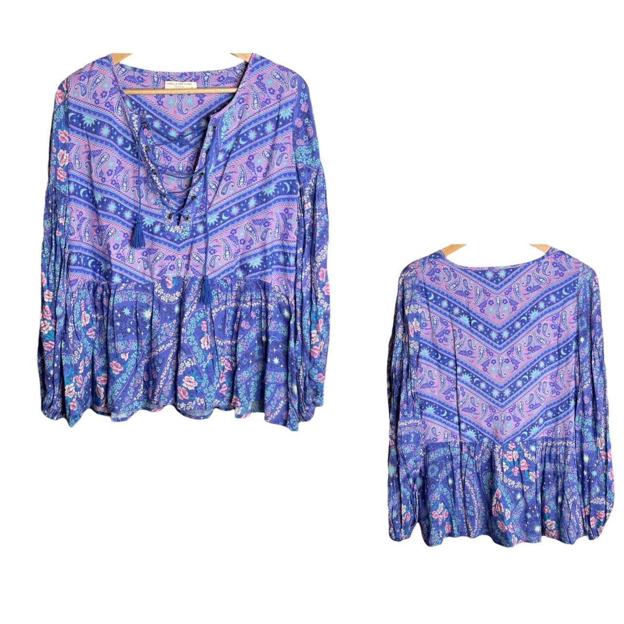 Spell & The Gypsy Indigo Lights Celestial Blouse... - Depop