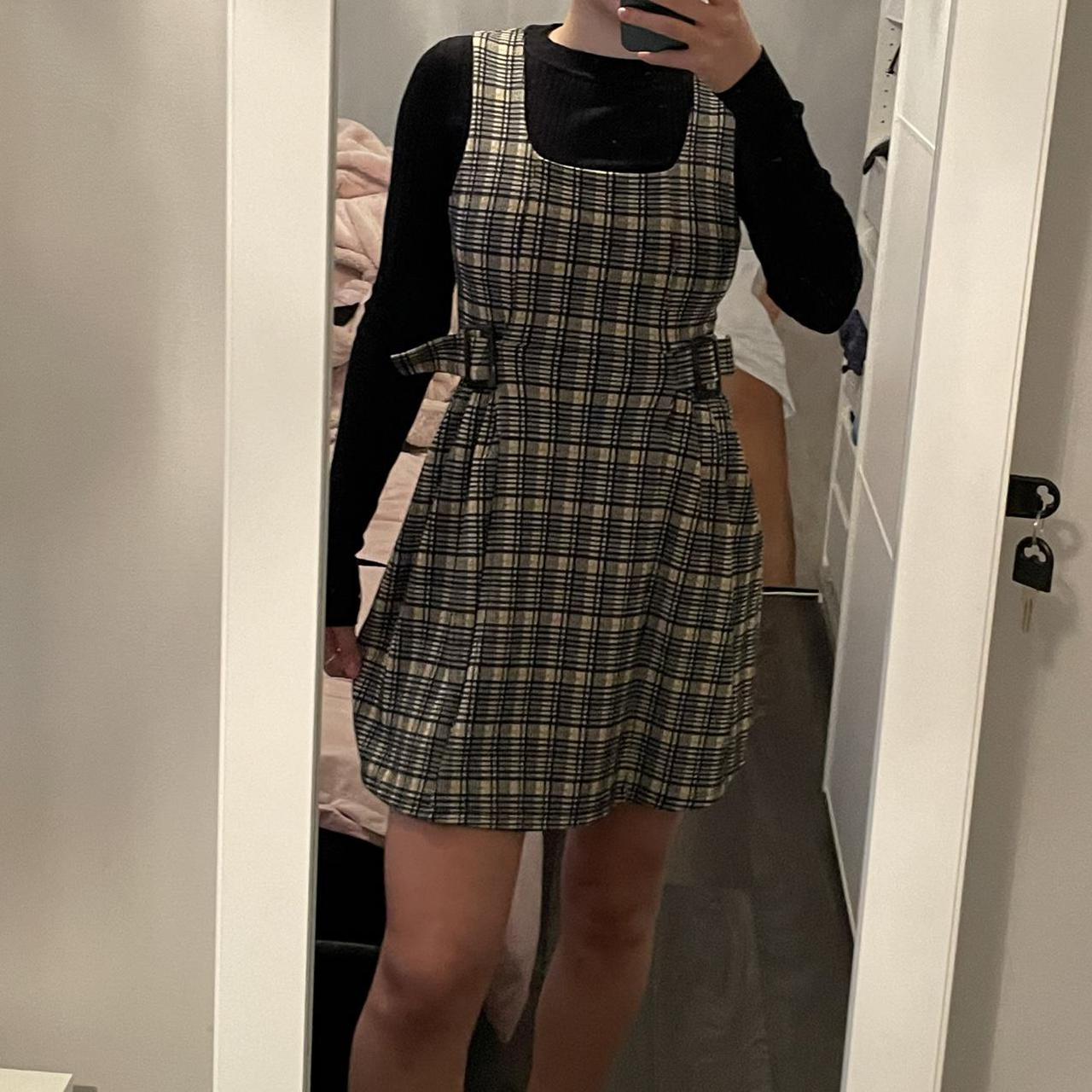 Topshop check clearance buckle pinafore dress