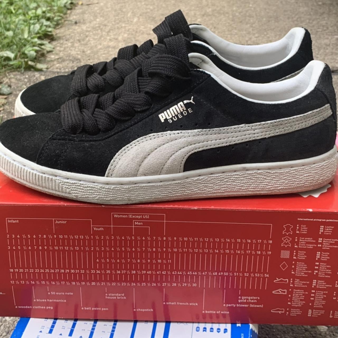 The puma suede men’s black and white sneakers.... - Depop