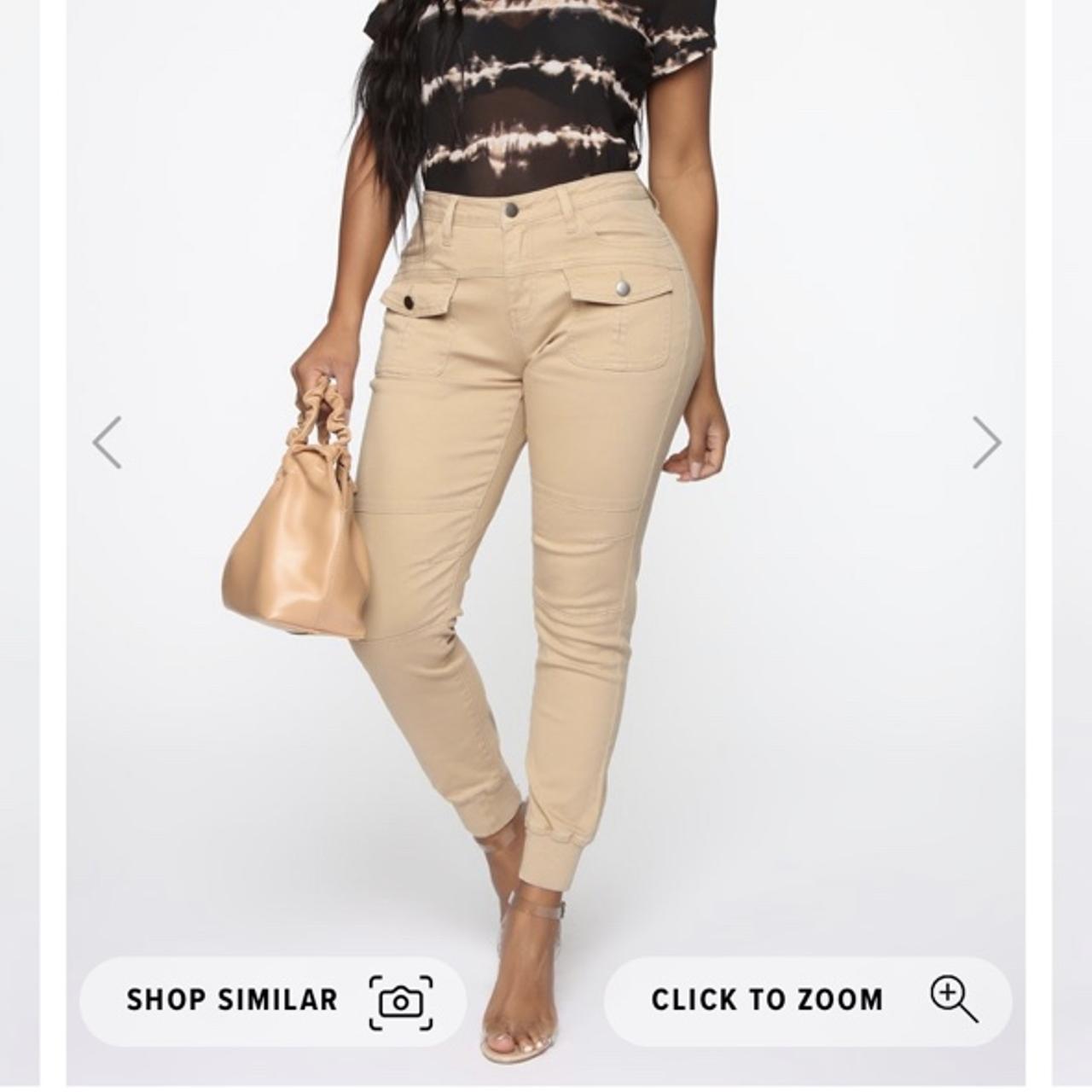 Fashion Nova khaki pants cuffed at the bottom with... Depop