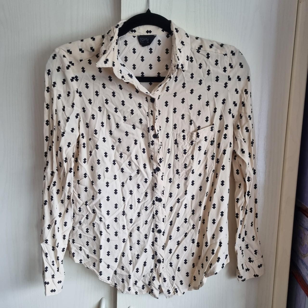 Topshop ivory diamond print shirt. Size 6 uk. Screen... - Depop