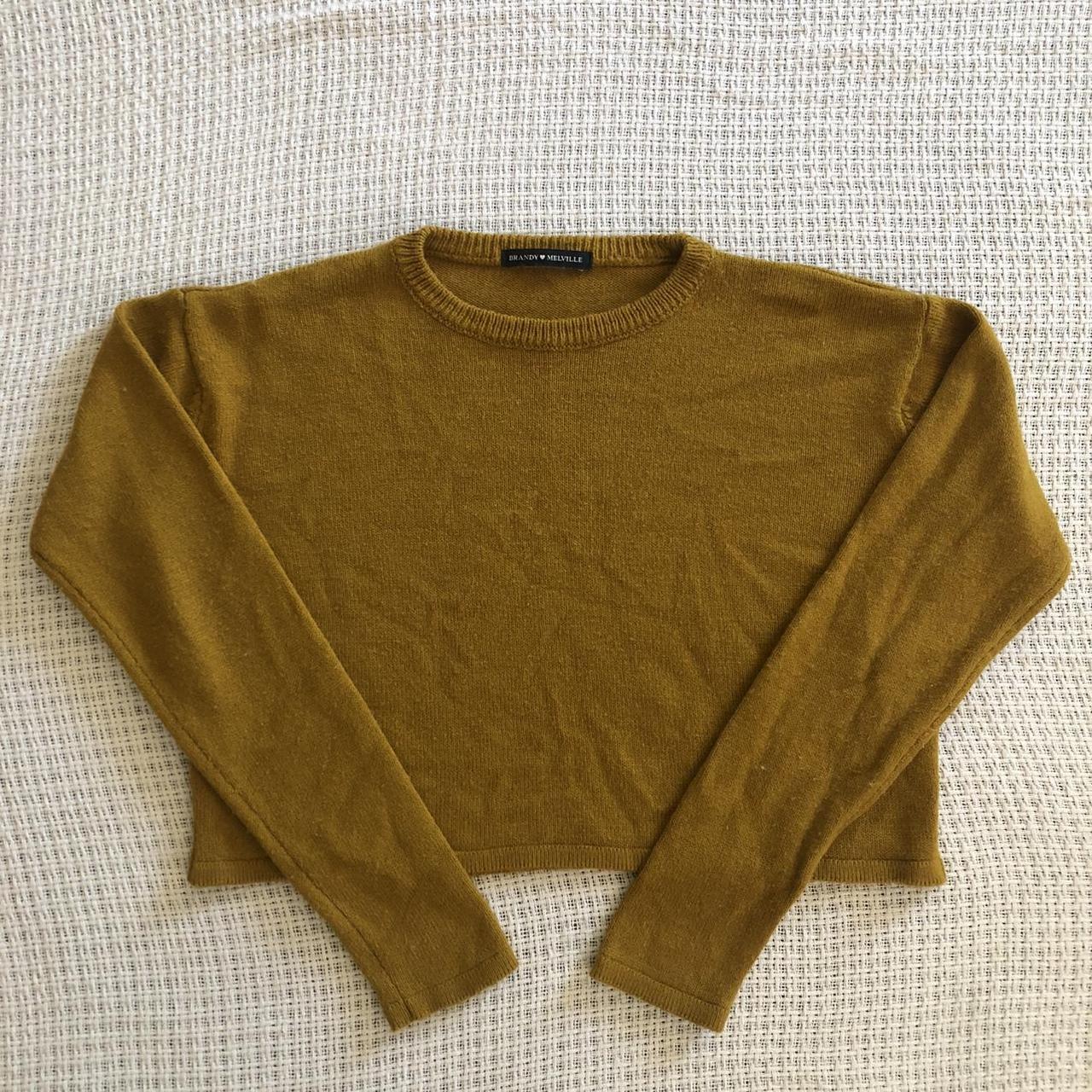 mustard yellow brandy melville cropped sweater... Depop