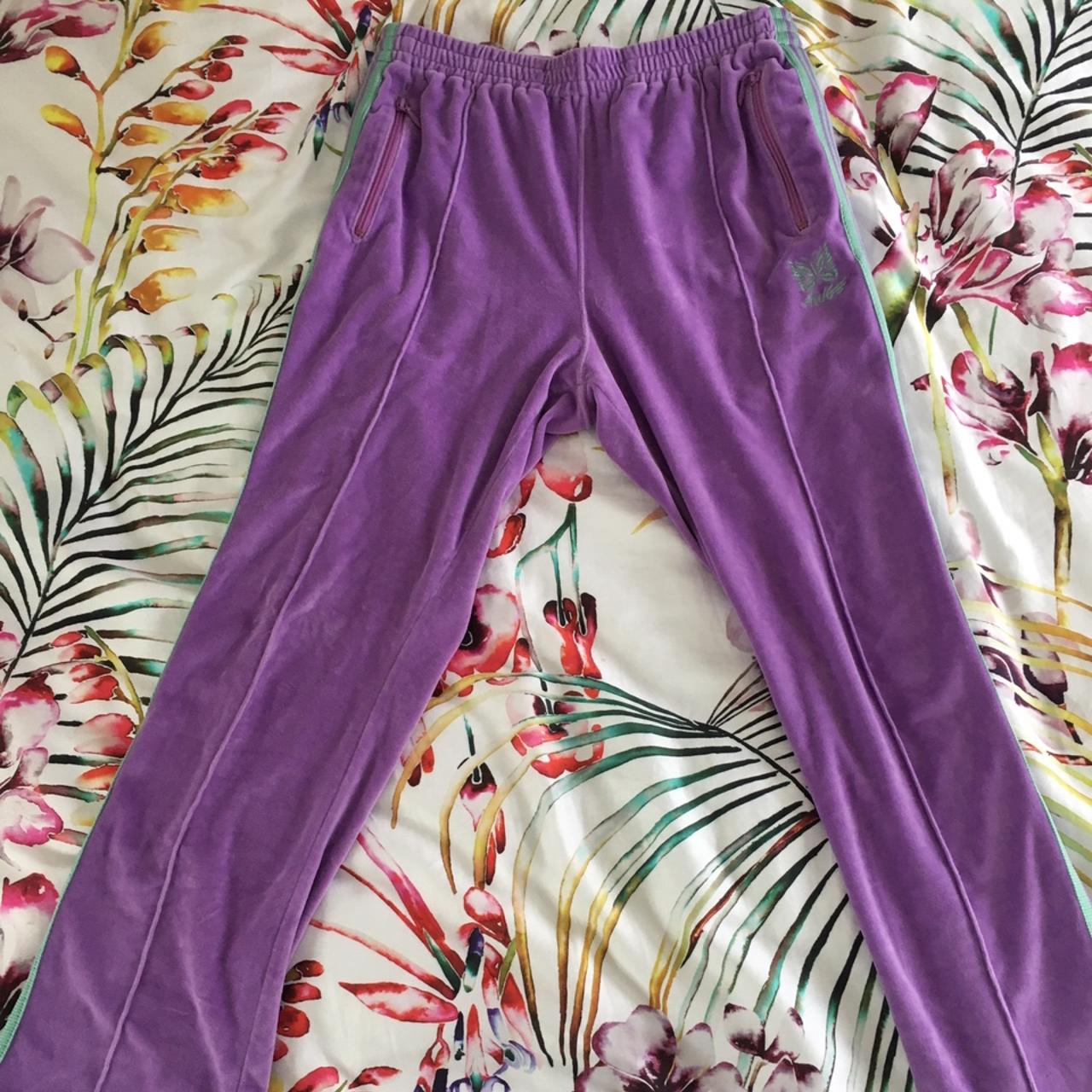 Needles x AWGE lavender velour track pants Size... - Depop