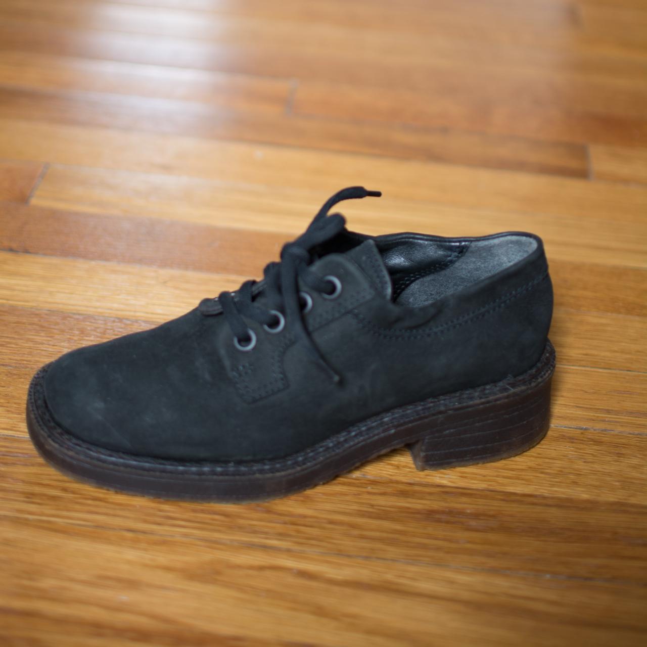 Ecco size 37 square toe suede lace up oxfords with... - Depop