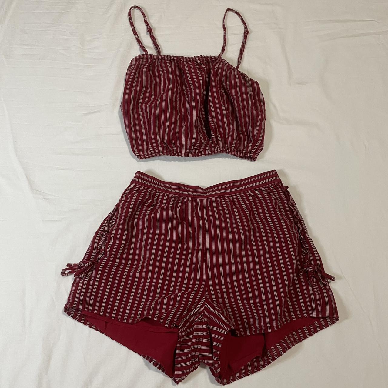 American Eagle Outfitters Women's Red and White Suit | Depop