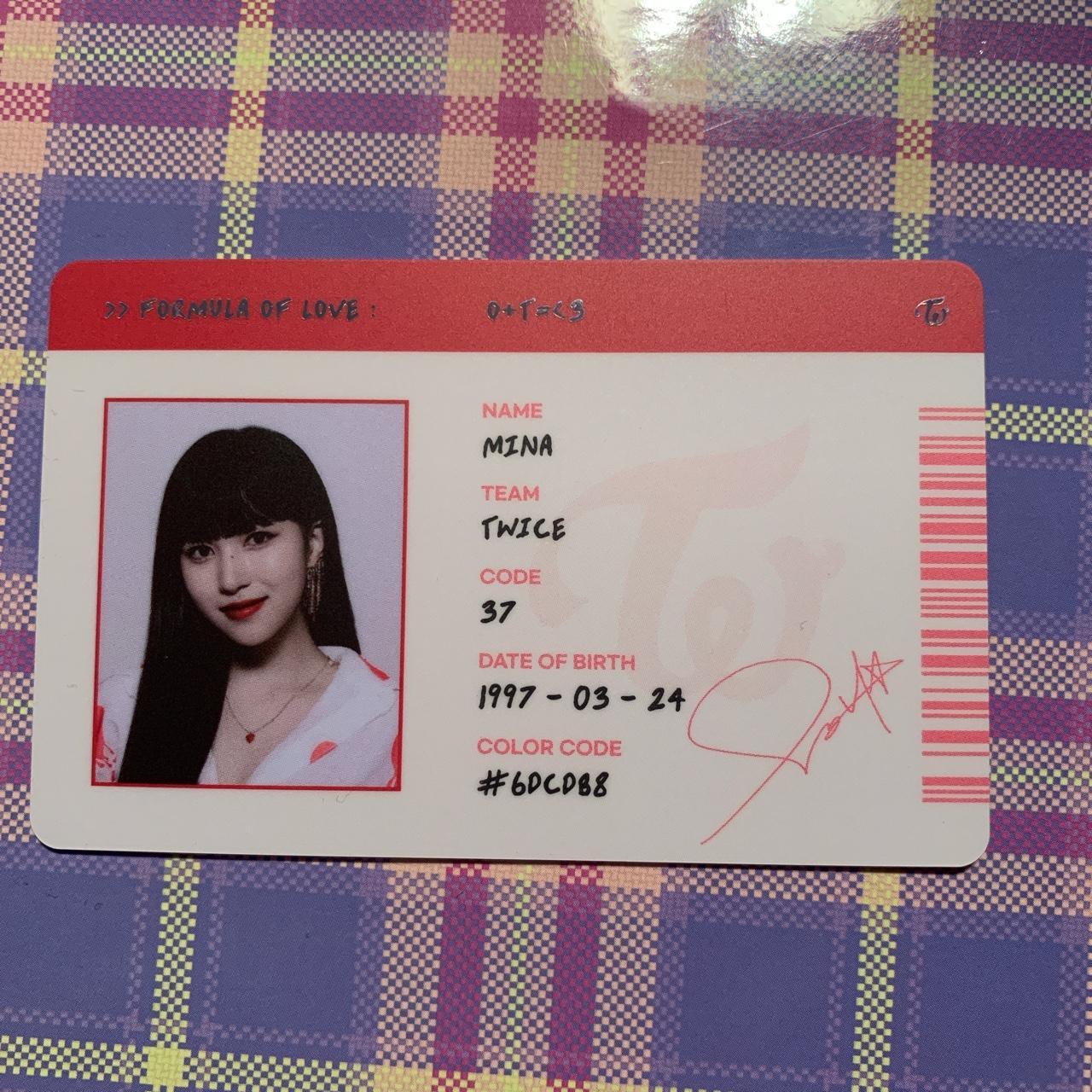 Twice Formula Of Love Mina scientist ID card Kpop - Depop