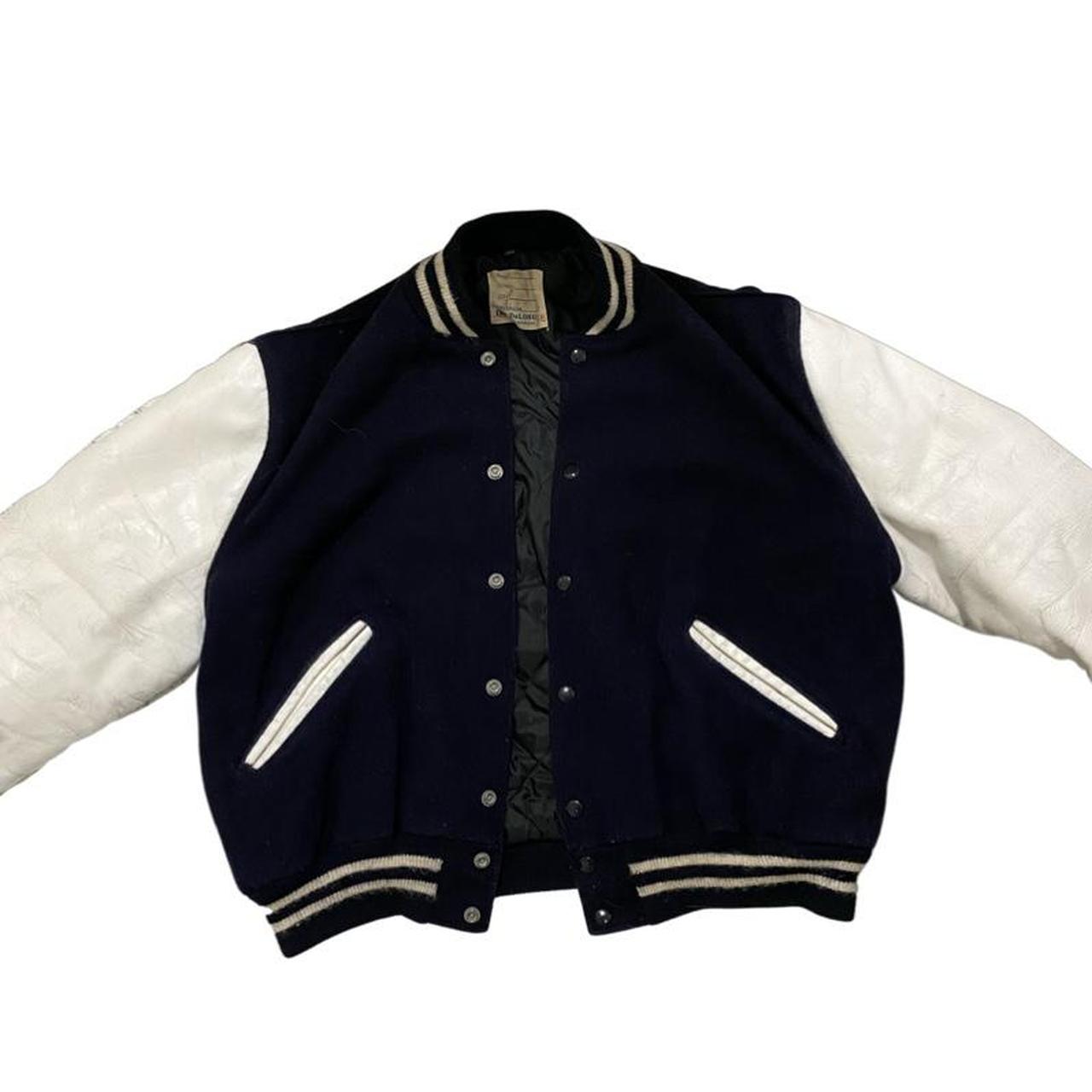 Vintage Varsity Jacket Would fit size M/L Leather... - Depop