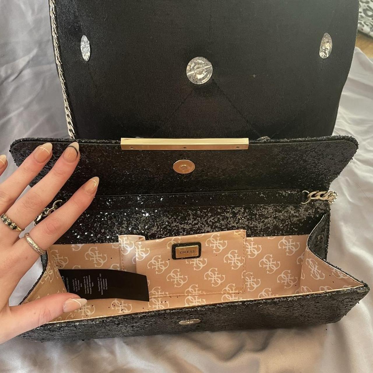 Guess glitter black baguette bag - chain or clutch... - Depop