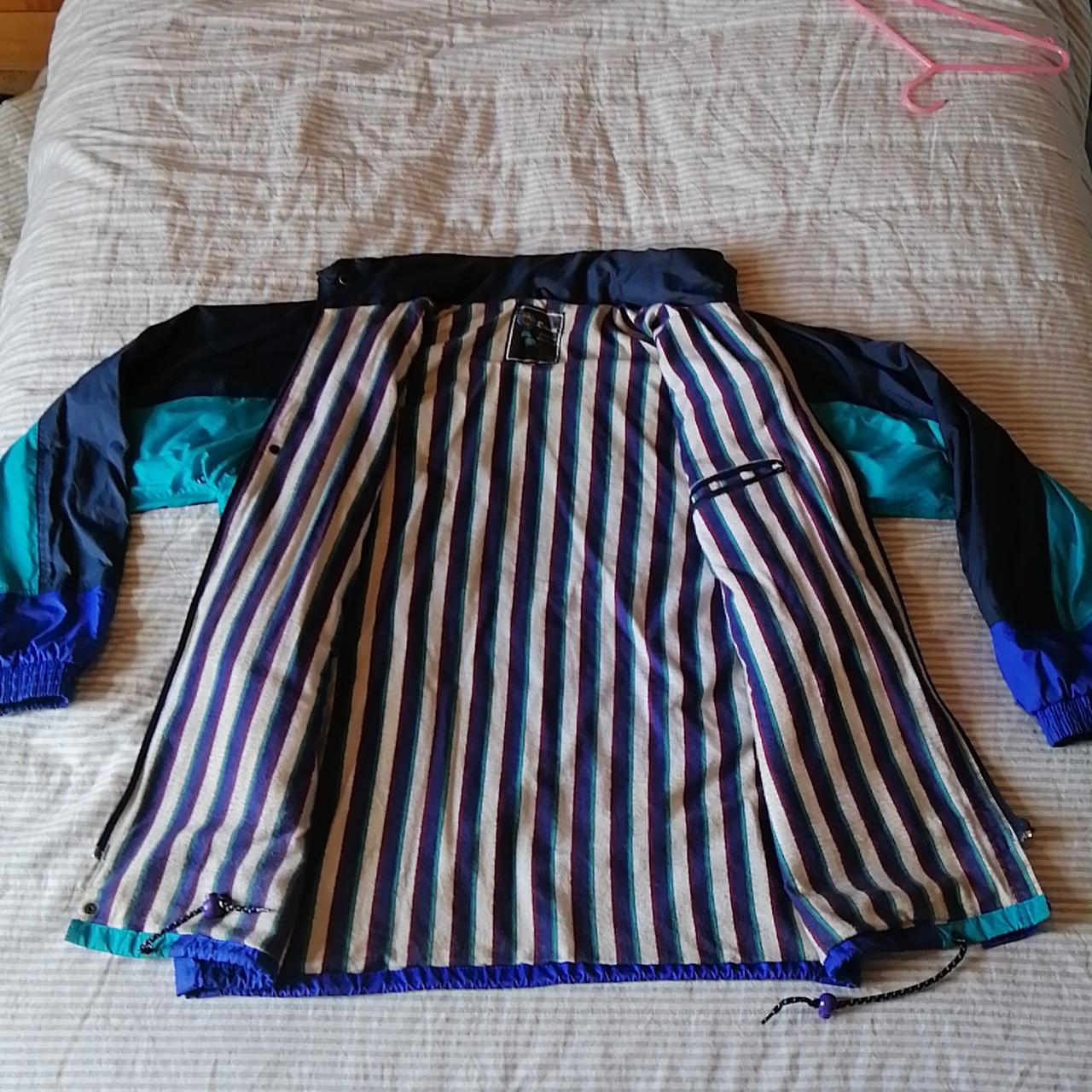 Retro blue riband country clothing rain coat #retro... - Depop