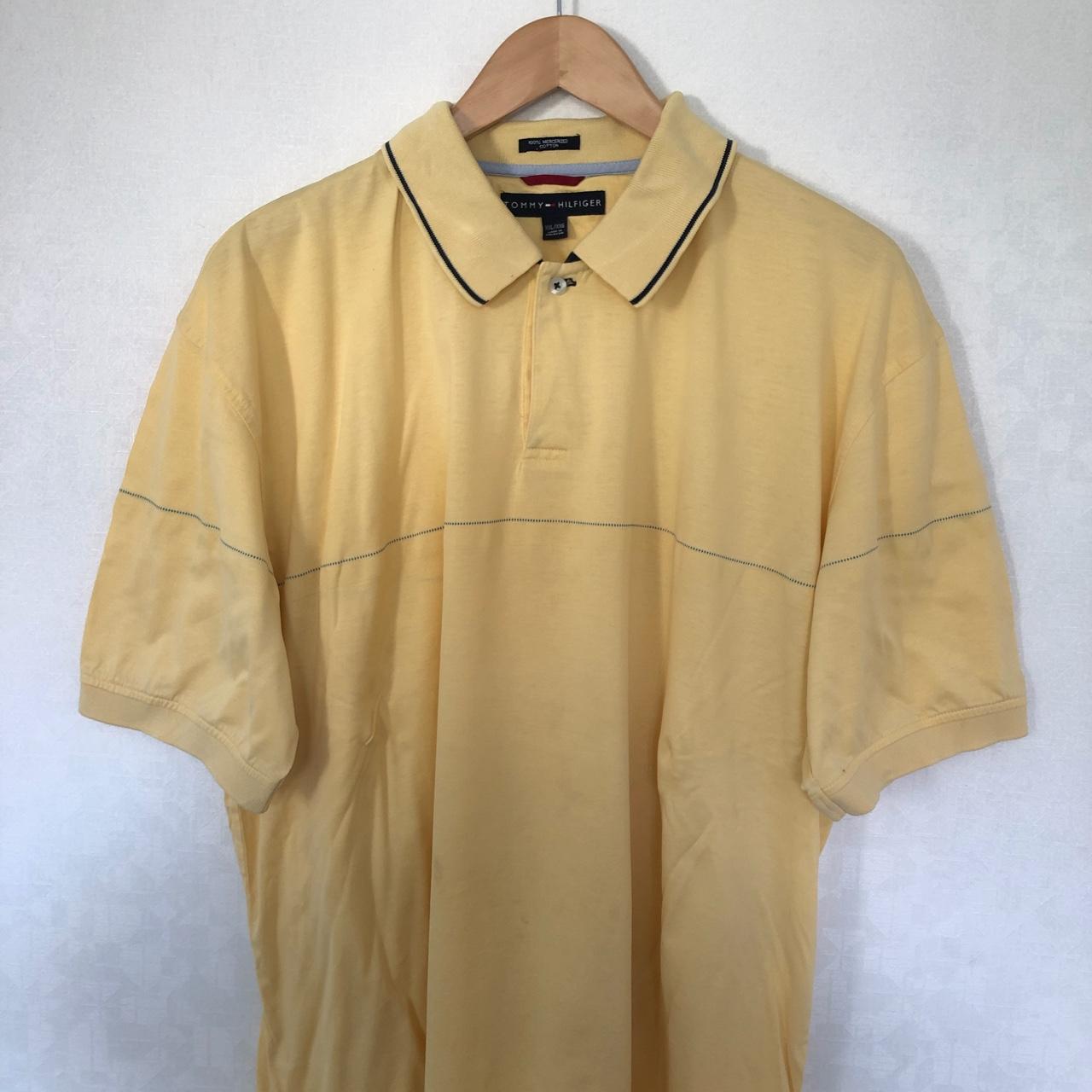 Vintage Tommy Hilfiger polo shirt. Yellow. Size... - Depop